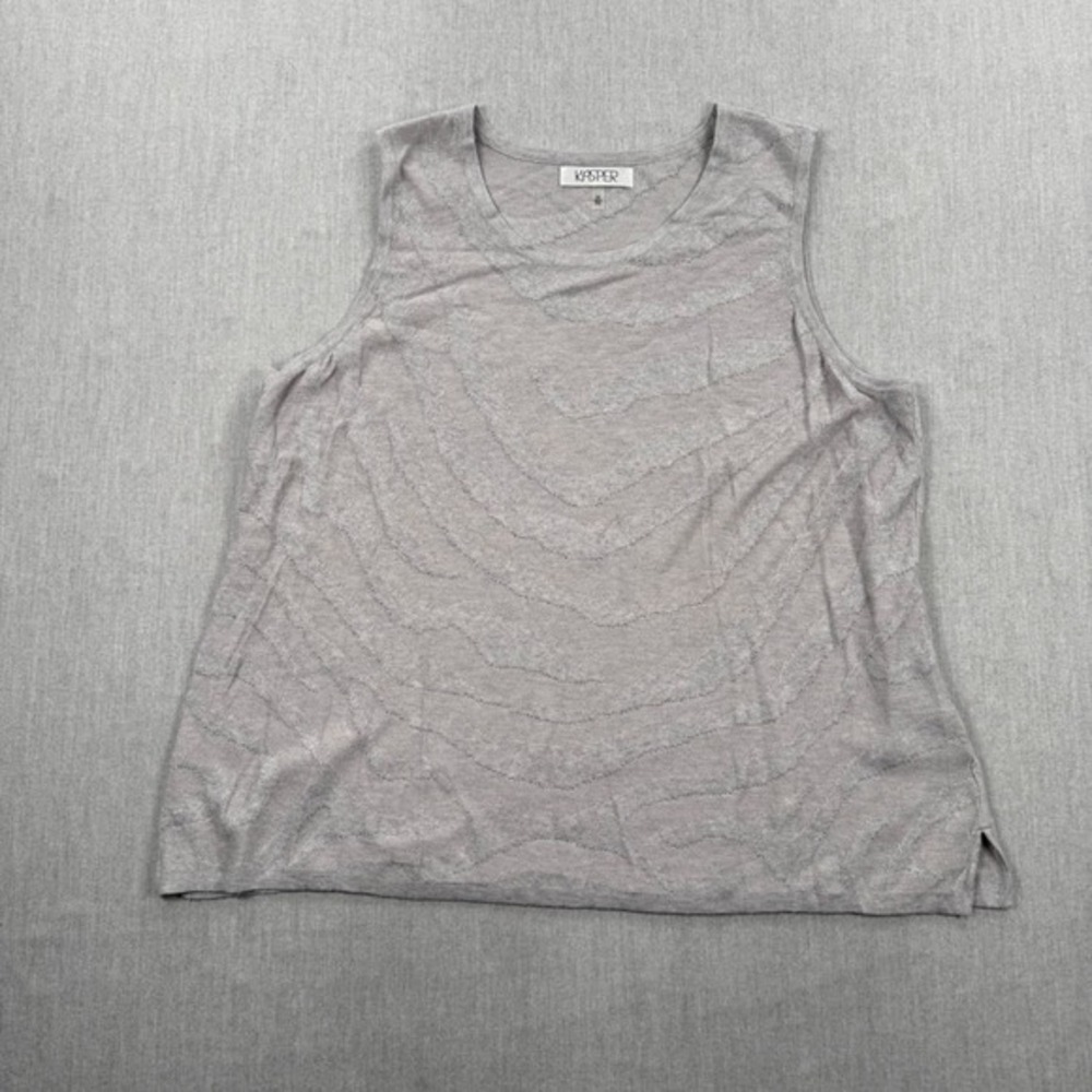 Kasper Womens 2X Grey Textured Knit Sleeveless Shell Tank Top‎ U1JWC5L178